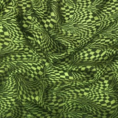 Green and Black Print Satin Sequence Fabric