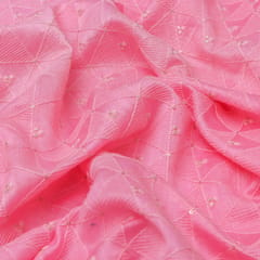 Baby Pink Chanderi Sequins Embroidery Fabric