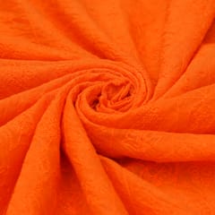 Fire Orange Chanderi Hand Threadwork Embroidery Fabric
