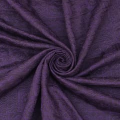 Electric Purple Chanderi Threadwork Embroidery Fabric