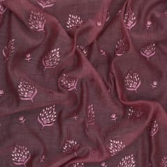 Mauve Katan Chanderi Sequins Embroidery Fabric