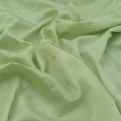 Tea Green Chanderi Thread Embroidery Fabric
