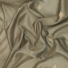 Golden Green Chanderi Golden Motif Embroidery Fabric