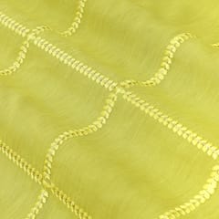 Bright Yellow Chanderi Floral Threadwork Embroidery Fabric