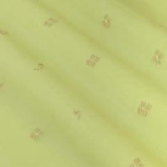 Lemon Yellow Chanderi Golden Zari Embroidery Fabric