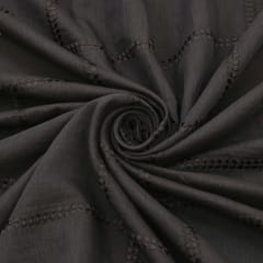 Raven Black Chanderi Threadwork Embroidery Fabric
