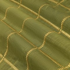 Pickle Green Chanderi Threadwork Pattern Embroidery Fabric