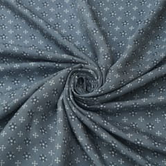 Grey Muslin Floral Digital Print Fabric