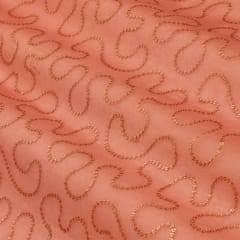 Starawberry Pink Chanderi Flowy Pattern Sequin Embroidery Fabric