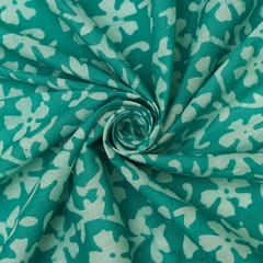 Sea Green Cotton Floral Batik Print Fabric