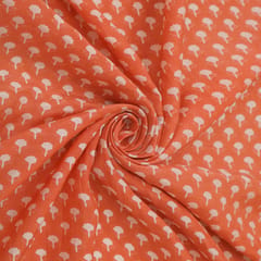 Cantaloupe Orange Muslin Floral Digital Print Fabric