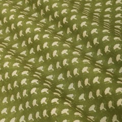 Seaweed Green Muslin Floral Digital Print Fabric