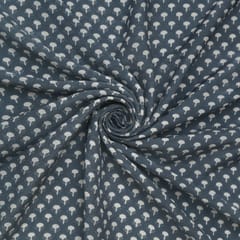Slate Grey Muslin Floral Pattern Print Fabric