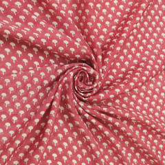 Watermelon Pink Muslin Floral Pattern Print Fabric