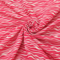 Hot Pink Muslin Flowy Stripe Pattern Print Fabric