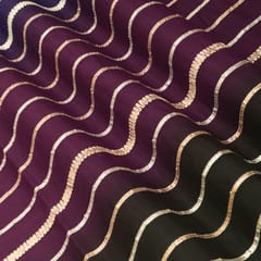 Electric Purple , Blue & Red Oraganza Stripe Gota Work Fabric