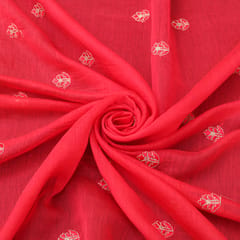 Pink Chanderi Botti Threadwork Embroidery Fabric