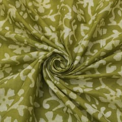 Moss Green Cotton Batik Print Fabric
