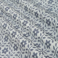 Grey Cotton Floral Batik Print Fabric