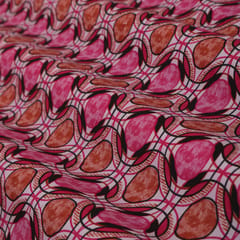 Fuschia Pink and White Circle Print Crepe Fabric