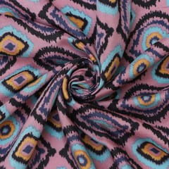 Pink and Blue Abstract Muslin Print Loom