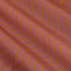 Salmon Pink and Yellow Zig-Zag Muslin Print Loom