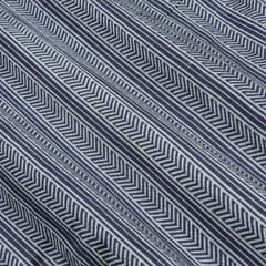 Steel Grey and White Stripe Print Cotton Fabric
