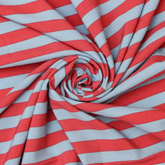 Red and Blue Stripe Crepe Fabric