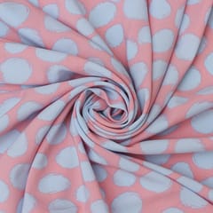 Pearl White and Polka dot Printed Crepe Fabric