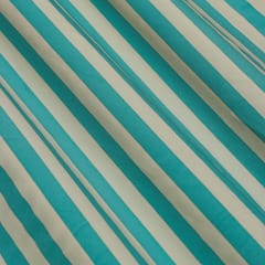Teal Blue and White Stripe Crepe Fabric