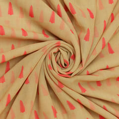 Beige and Pink motif Print Georgette Fabric