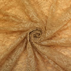 Cookie Brown Floral Chantilly Net Fabric