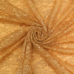 Fawn Brown Floral Chantilly Net Fabric