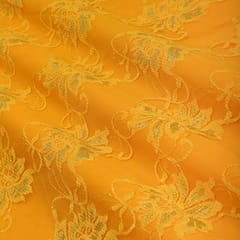 Yellow Floral Chantilly Net Fabric
