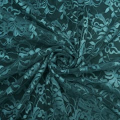 Teal Blue 'Floral Chantilly Net Fabric