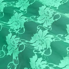 Semi Turquoise Blue Floral Chantilly Net Fabric