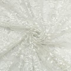 Chiffon White Floral Chantilly Net Fabric