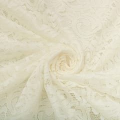 Snow White Floral Chantilly Net Fabric