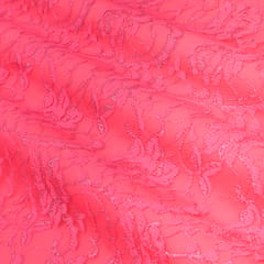 Hot Pink Floral Chantilly Net Fabric