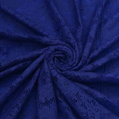 Berry Blue Floral Chantilly Net Fabric