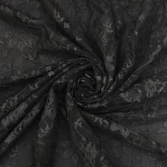 Raven Floral Chantility Net Fabric