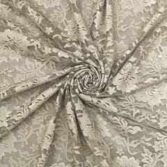 Gray Floral Chantility Lace Fabric