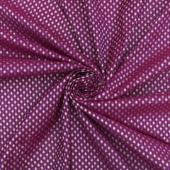 Purple Brocade Gold Zari Booti Paudi Embrodiery Fabric