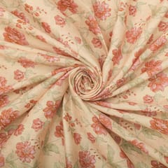 Blush Pink Floral Print Cotton Fabric