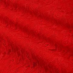 Blood Red Floral Chantilly Net Fabric