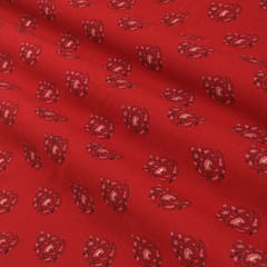 Wine Red Floral Print Cotton Fabric