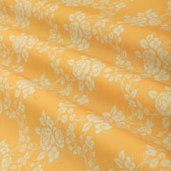 Peach Cream Floral Print Cotton Fabric