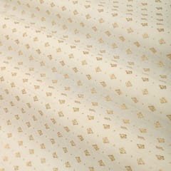 Pearl White Motif Foil Print Cotton Fabric