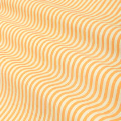 Cream and Orange Stripe Print Cotton Fabric
