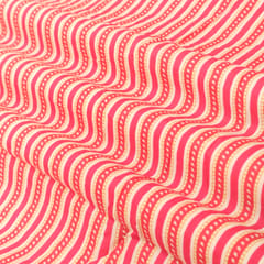 Fuschia Pink and White Stripe Print Cotton Fabric